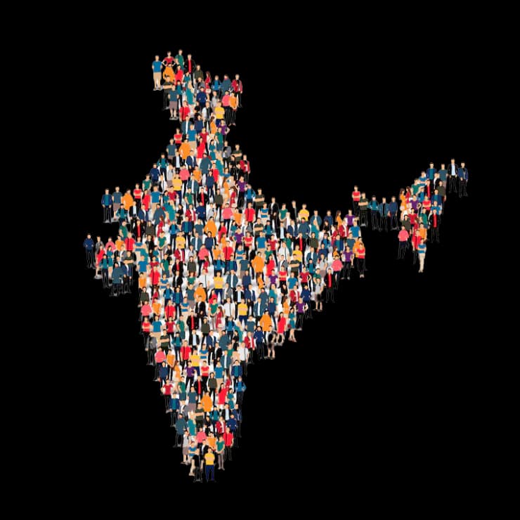 India map made of people