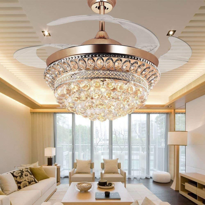 Premium chandelier fan with retractable blades