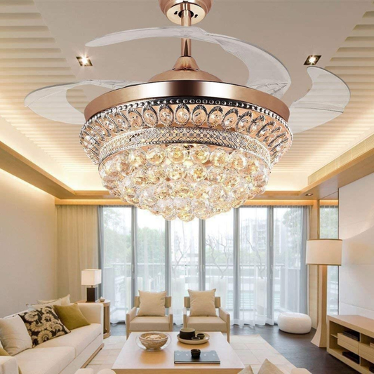 Premium chandelier fan with retractable blades