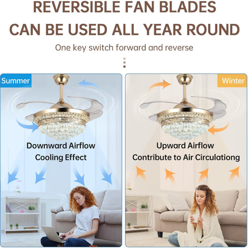 Premium chandelier fan with retractable blades